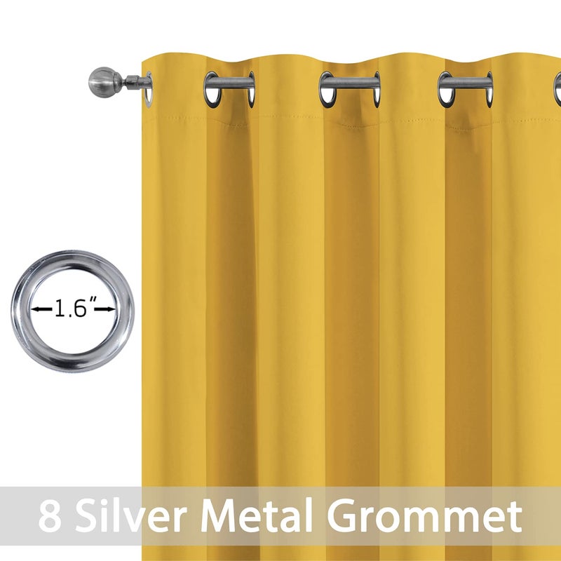 Yakamok Mustard Yellow Room Darkening Grommet Window Drapes Thermal Insulated Light Blocking Blackout Curtains for Bedroom(52Wx84L,2 Panels) - Image 3